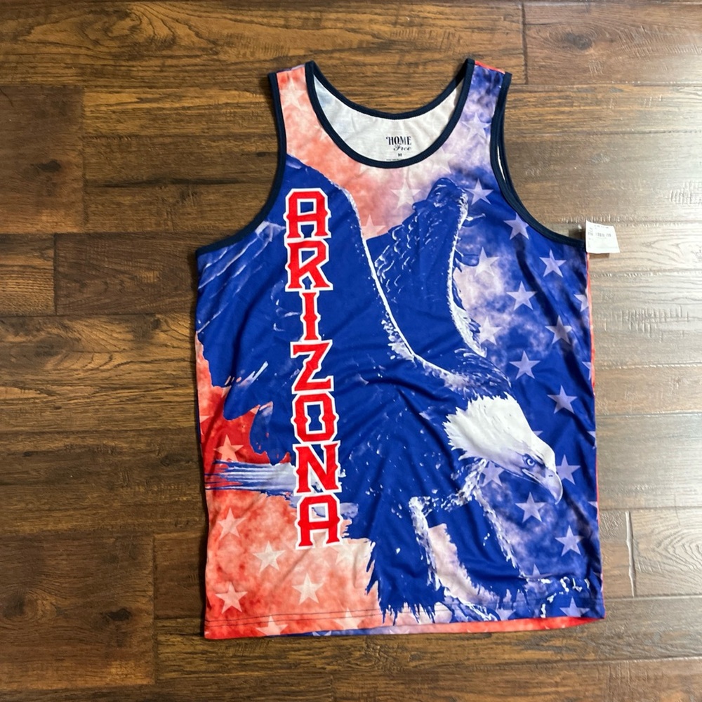 Home Free Men's State Arizona Tank Top, Eagle Patriotic Muscle Tee Size M